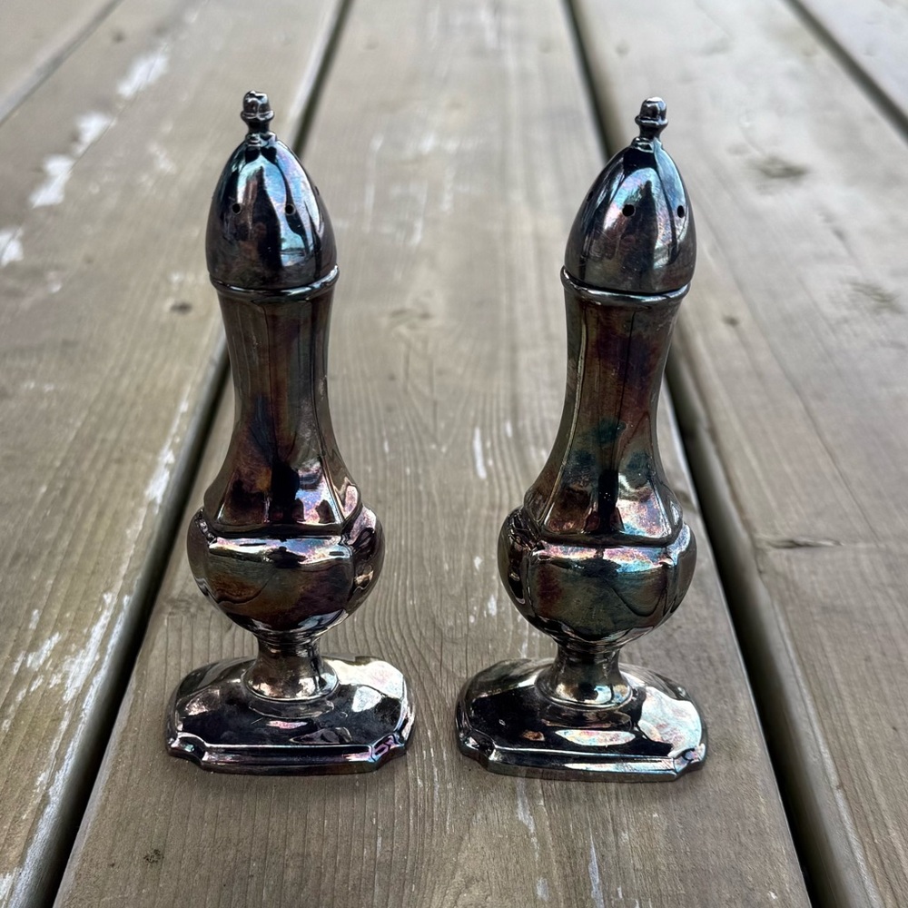 Vintage BP Benedict Proctor Silver Plated Lead Salt and Pepper Shakers